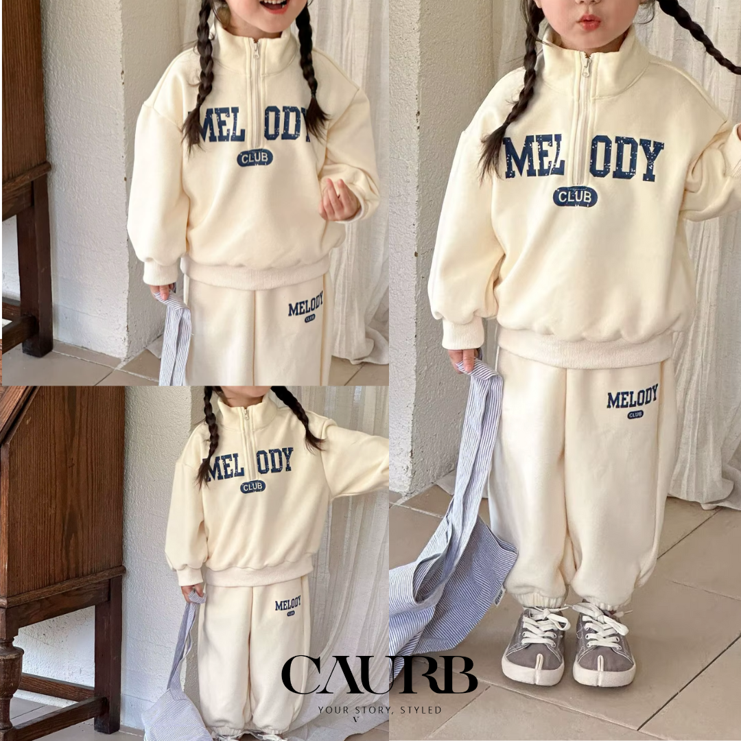 Ensemble sport 2 pièces pour enfants – survêtement confortable printemps/automne avec sweat à col roulé et pantalon