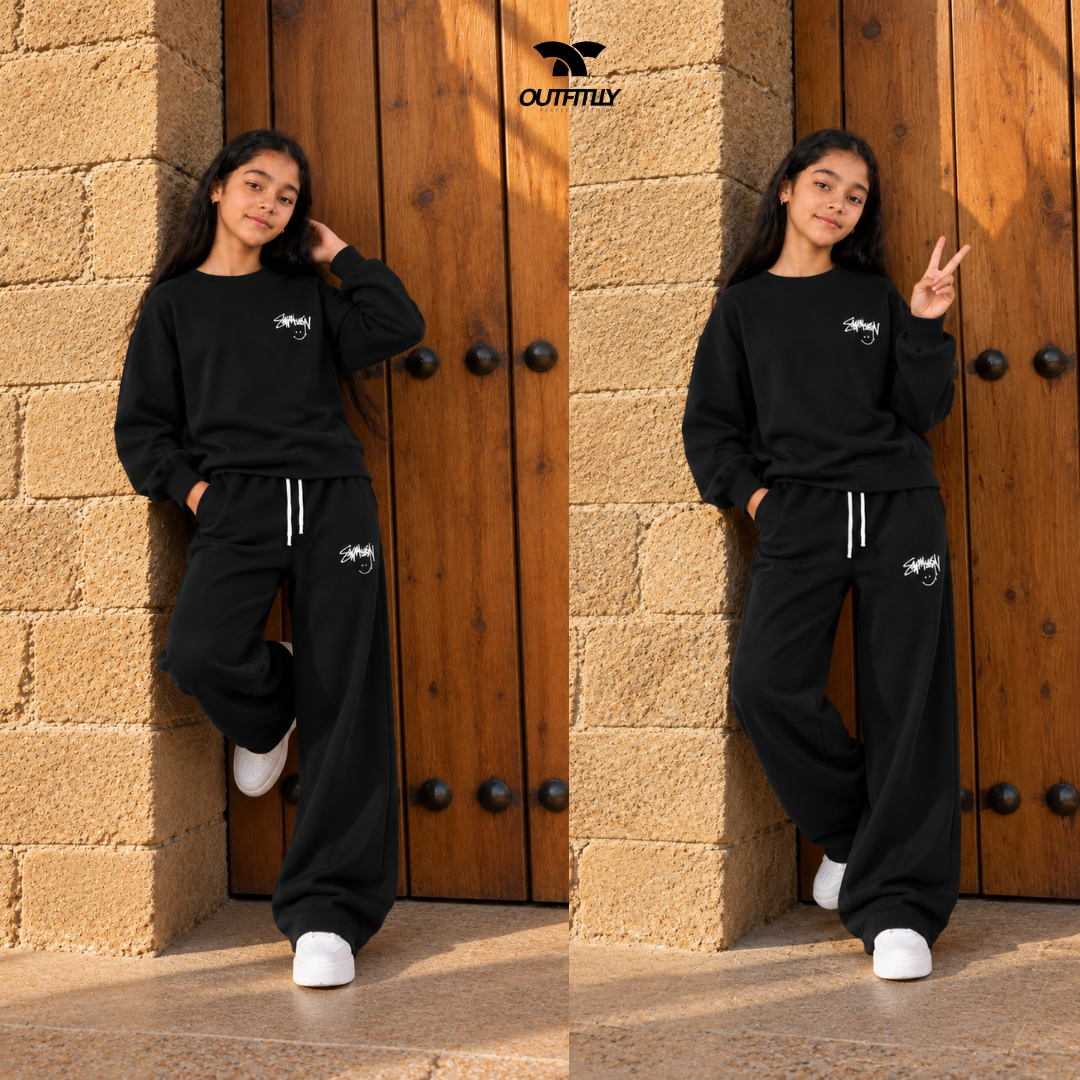 🖤 Ensemble Jogging Fille Noir – Style & Confort 🖤