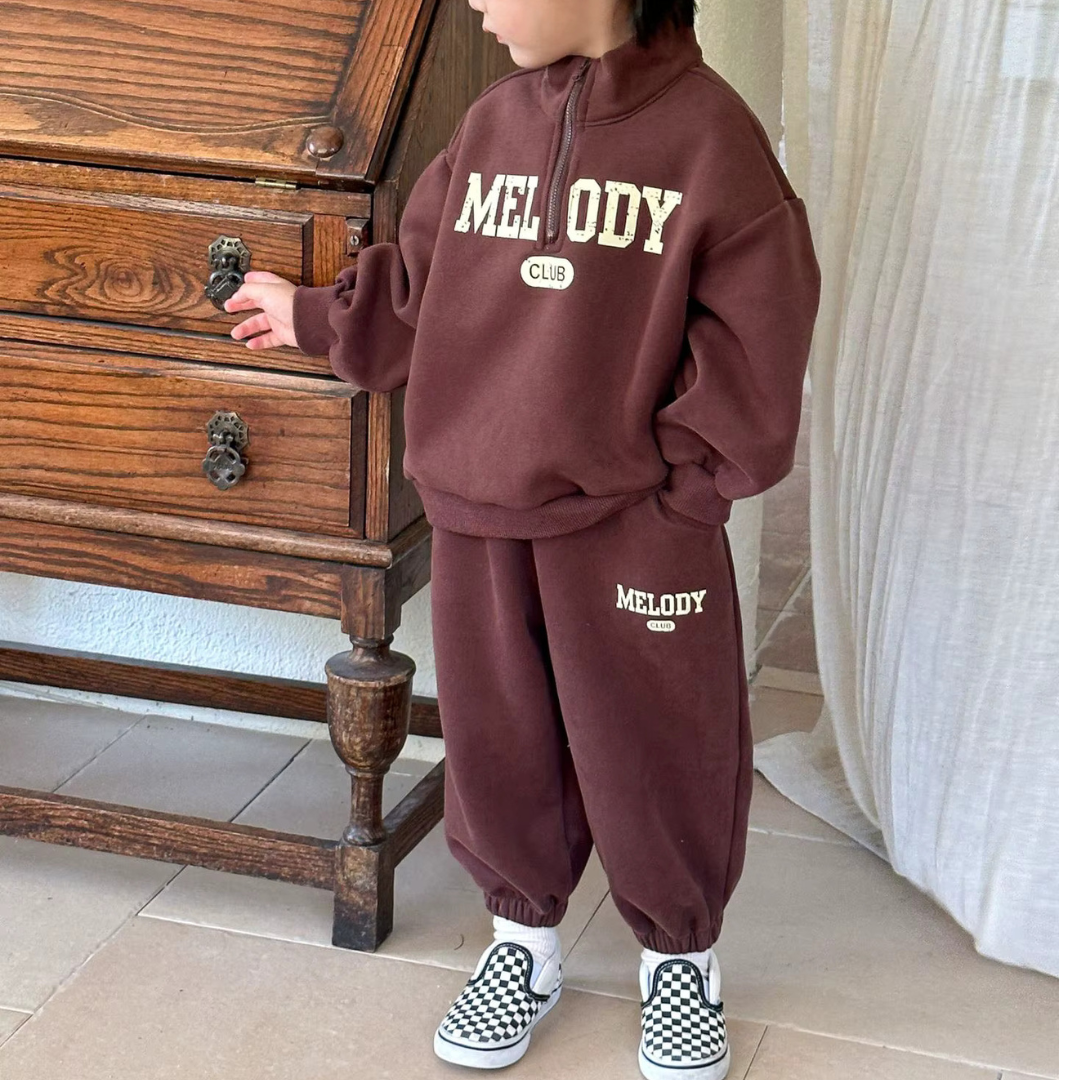 Ensemble sport 2 pièces pour enfants – survêtement confortable printemps/automne avec sweat à col roulé et pantalon