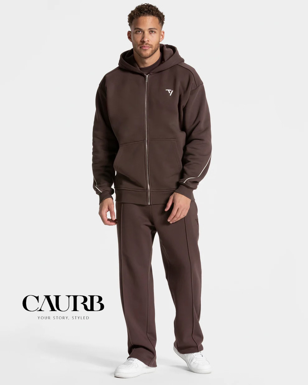 Ensemble de Survêtement Marron - Hoodie Zippé et Pantalon