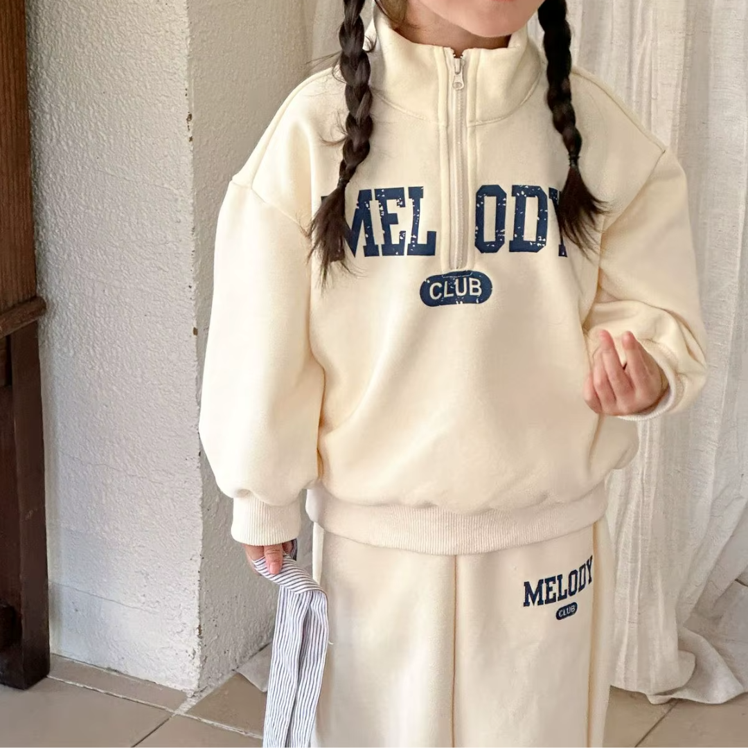 Ensemble sport 2 pièces pour enfants – survêtement confortable printemps/automne avec sweat à col roulé et pantalon