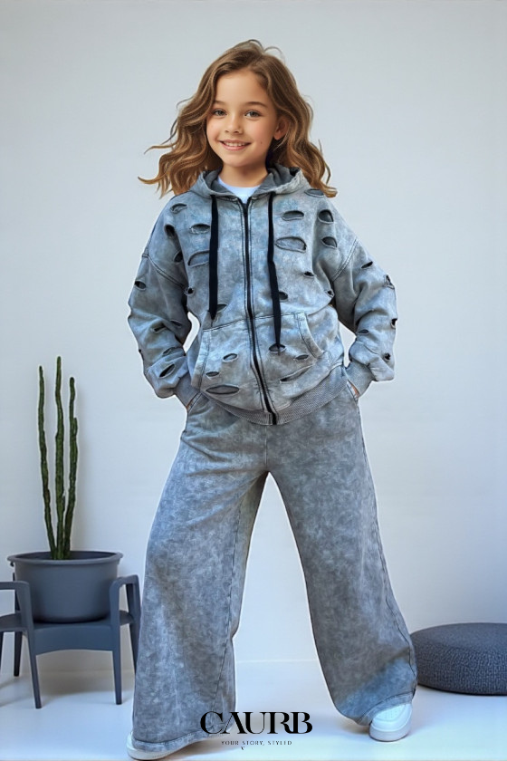 Ensemble Enfant en Jean Délavé – T-shirt + Pantalon
