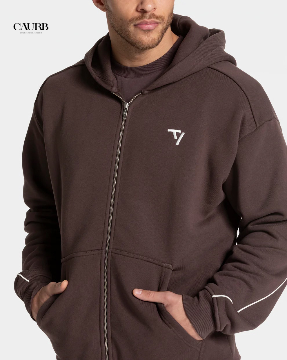 Ensemble de Survêtement Marron - Hoodie Zippé et Pantalon