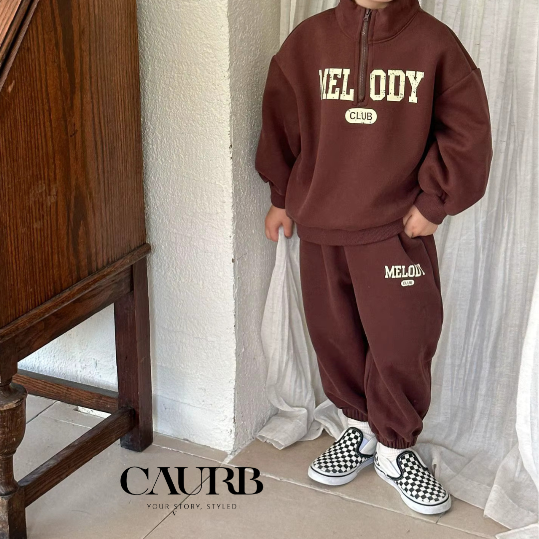 Ensemble sport 2 pièces pour enfants – survêtement confortable printemps/automne avec sweat à col roulé et pantalon