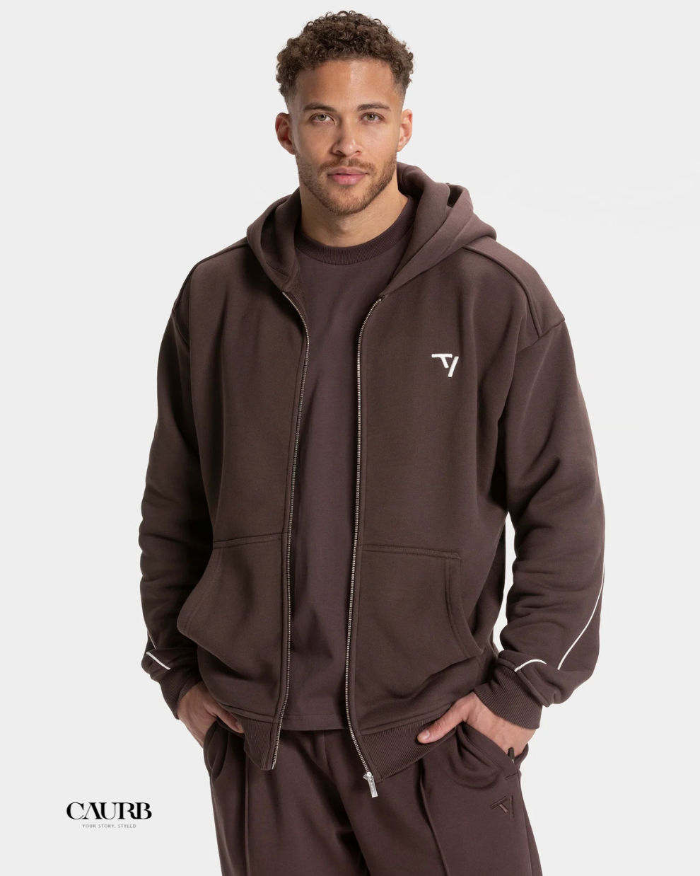Ensemble de Survêtement Marron - Hoodie Zippé et Pantalon