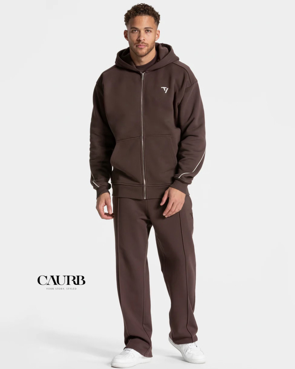 Ensemble de Survêtement Marron - Hoodie Zippé et Pantalon