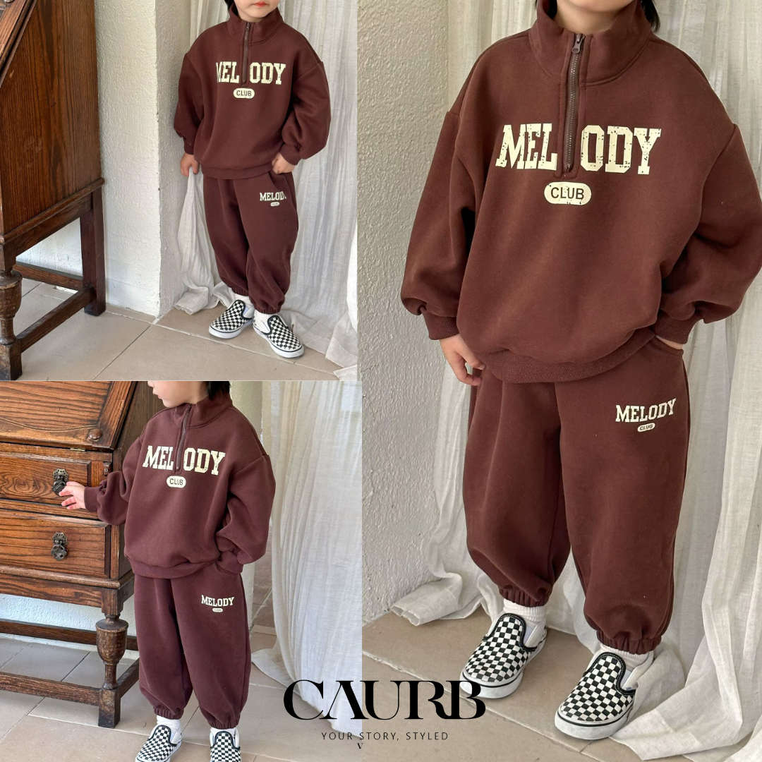 Ensemble sport 2 pièces pour enfants – survêtement confortable printemps/automne avec sweat à col roulé et pantalon