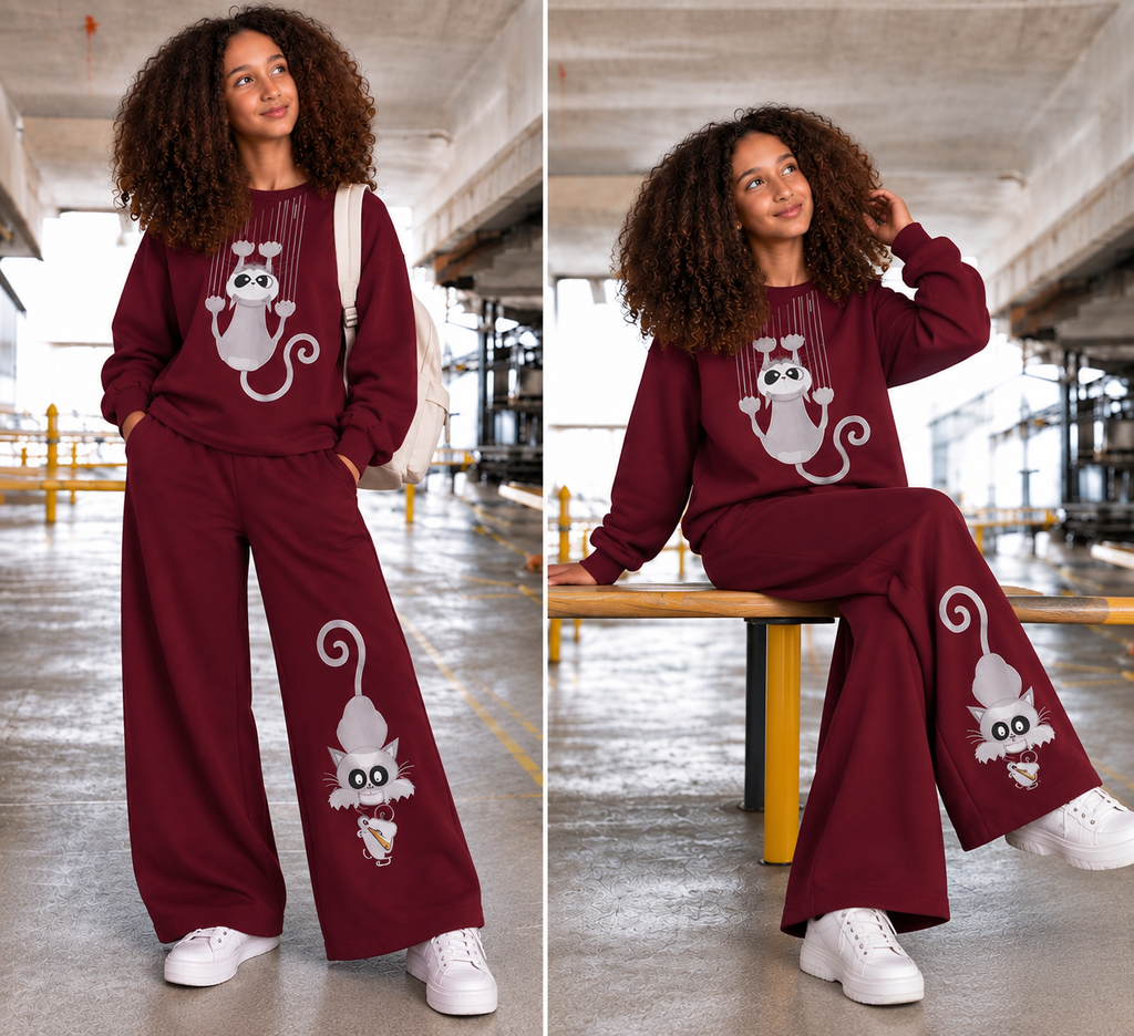 Ensemble Jogging Fille – Motif Chaton 🐱