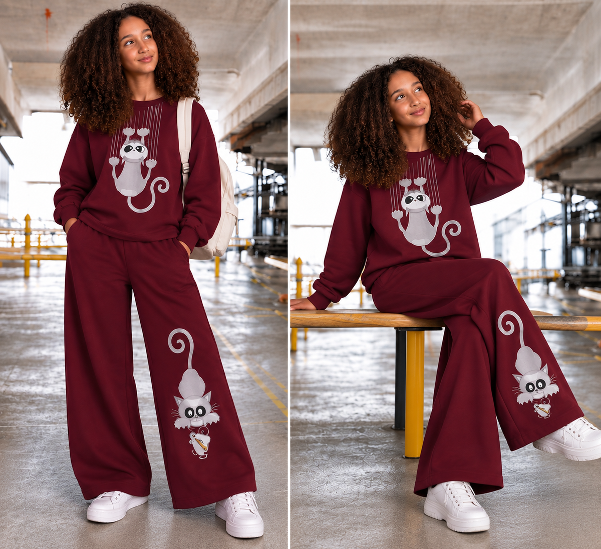 Ensemble Jogging Fille – Motif Chaton 🐱