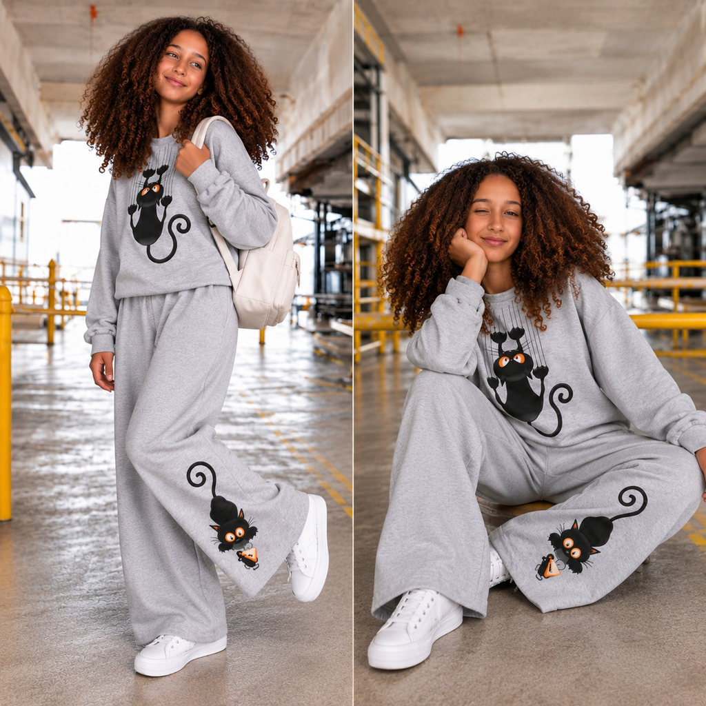 Ensemble Jogging Fille – Motif Chaton 🐱