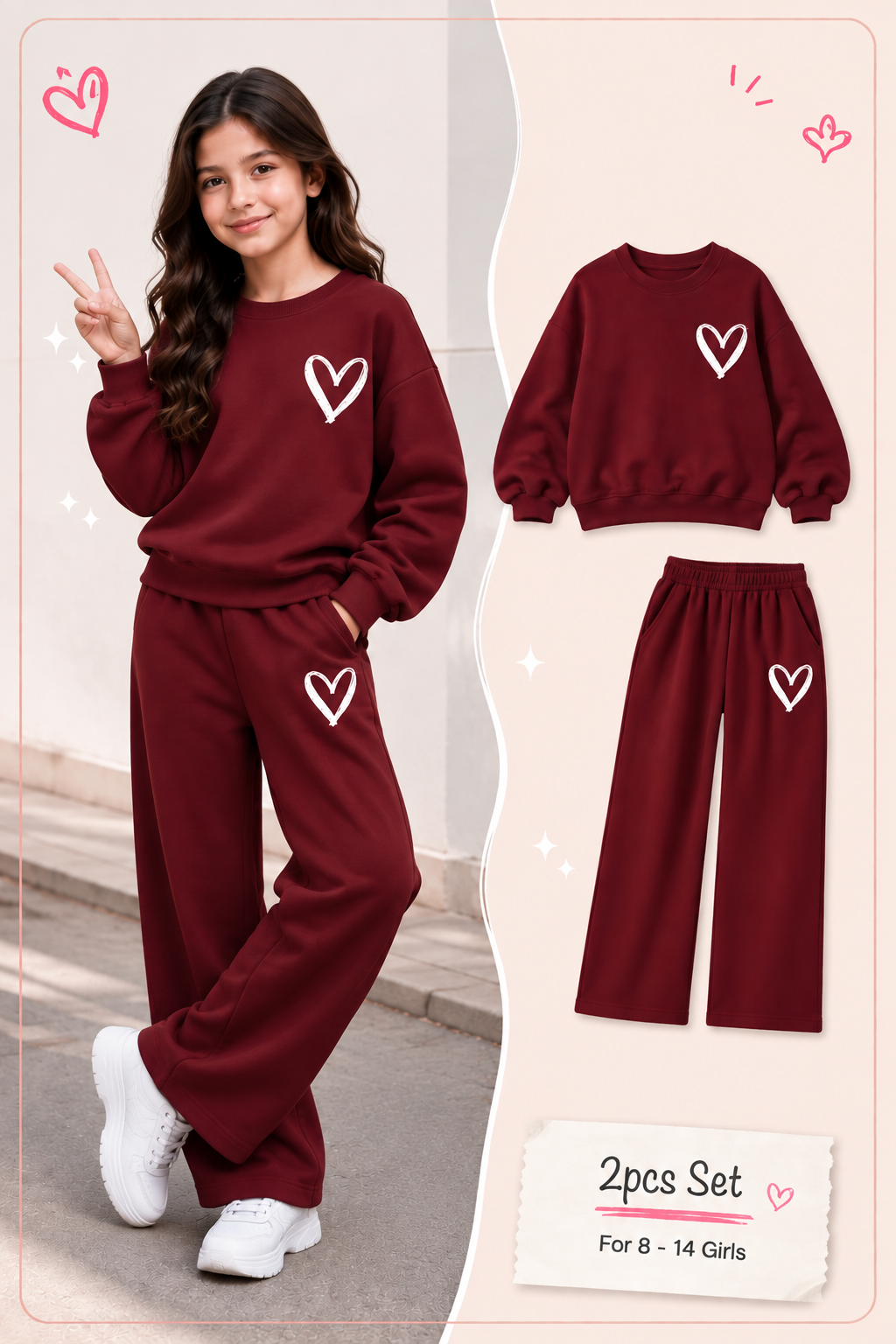 🖤 Ensemble 2 Pièces Fille « Heart »