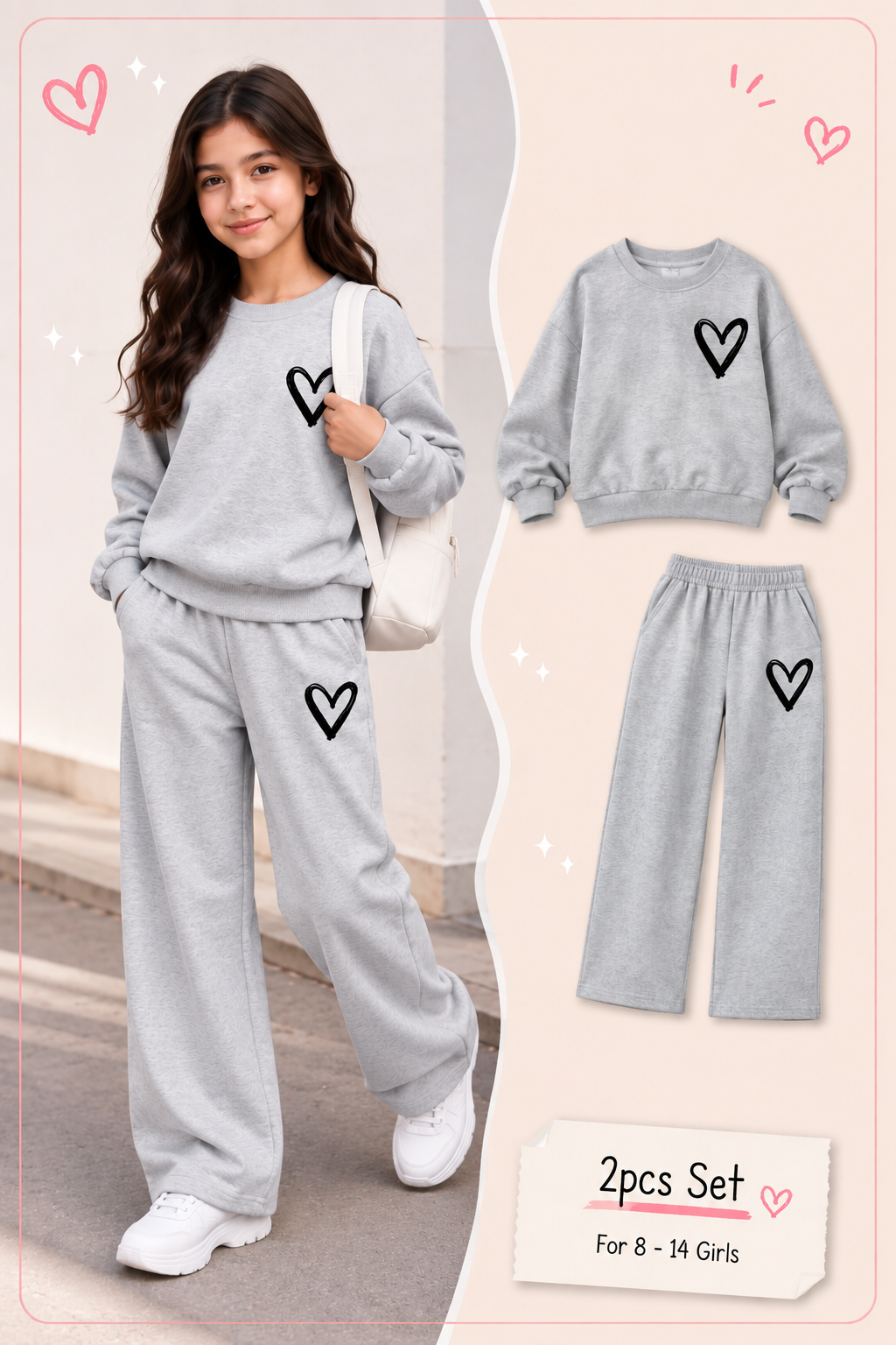 🖤 Ensemble 2 Pièces Fille « Heart »