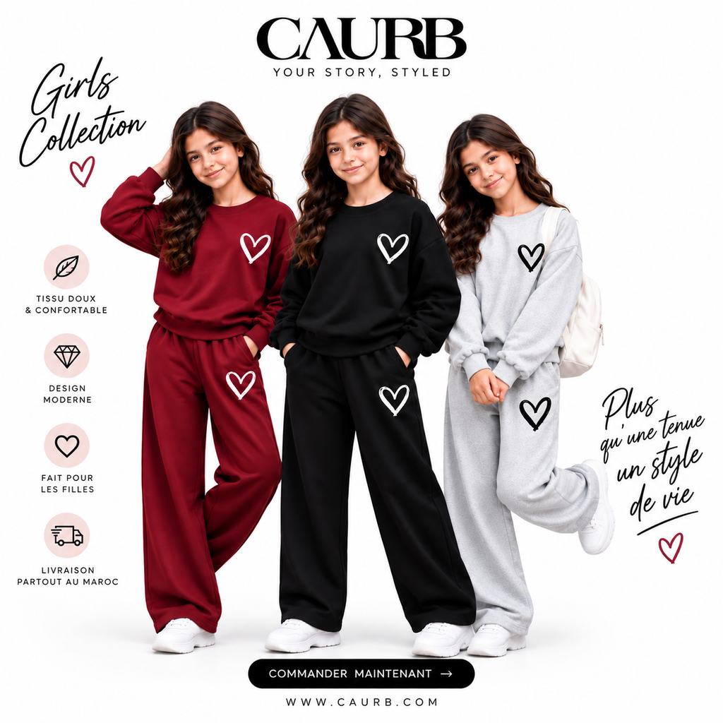 🖤 Ensemble 2 Pièces Fille « Heart »
