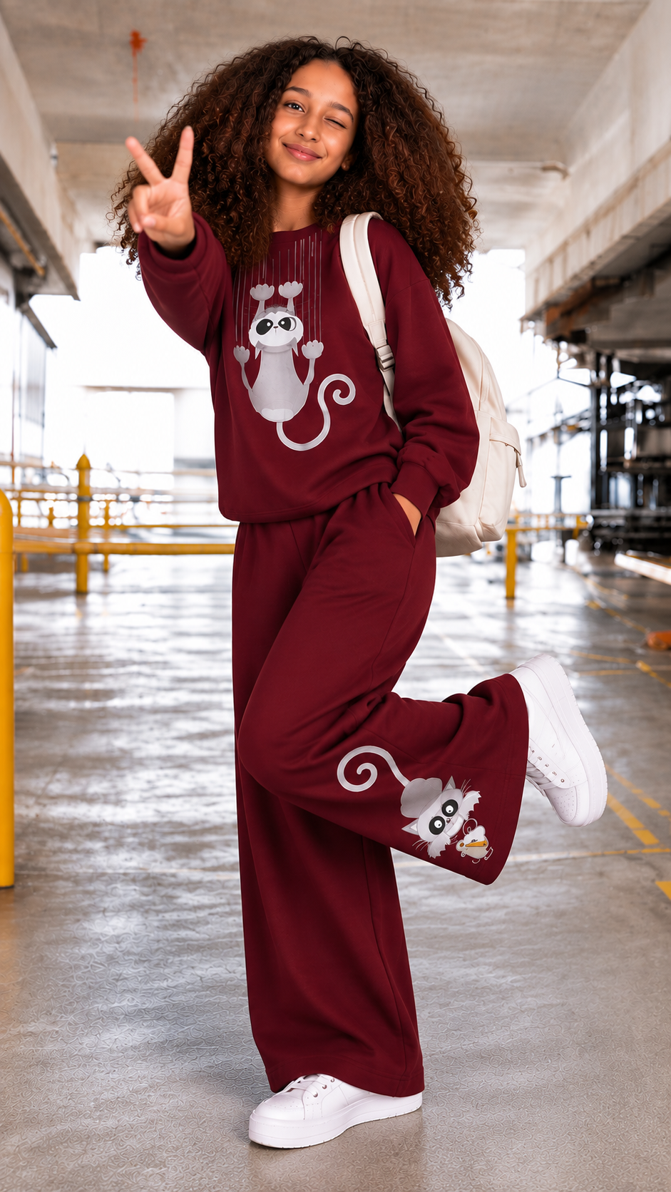 Ensemble Jogging Fille – Motif Chaton 🐱